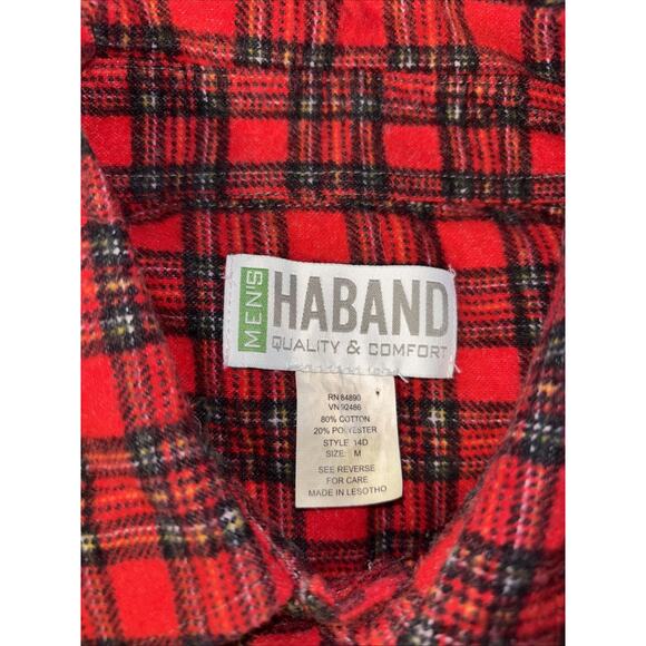 Vintage Haband Casual Joe Plaid Pearl Snap Red Flannel Shirt Size Medium - Picture 3 of 7